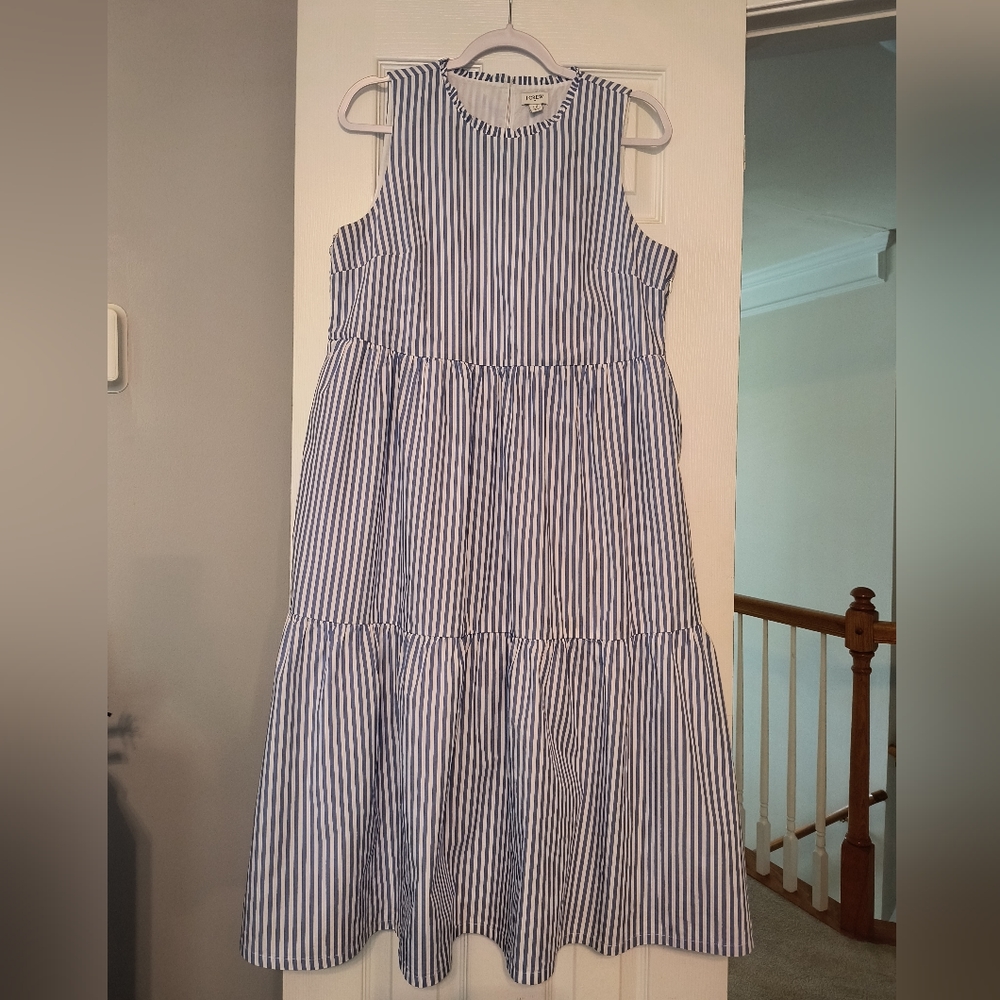 J Crew Factory Blue and White Striped Dress size 12